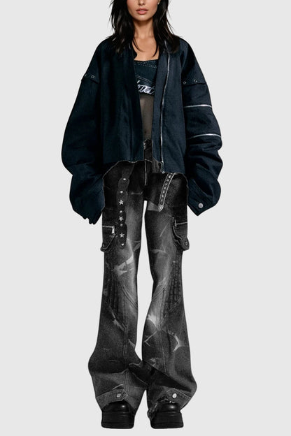 Brandee Baskılı ve İşleme Detaylı Bootcut Jean Pantolon