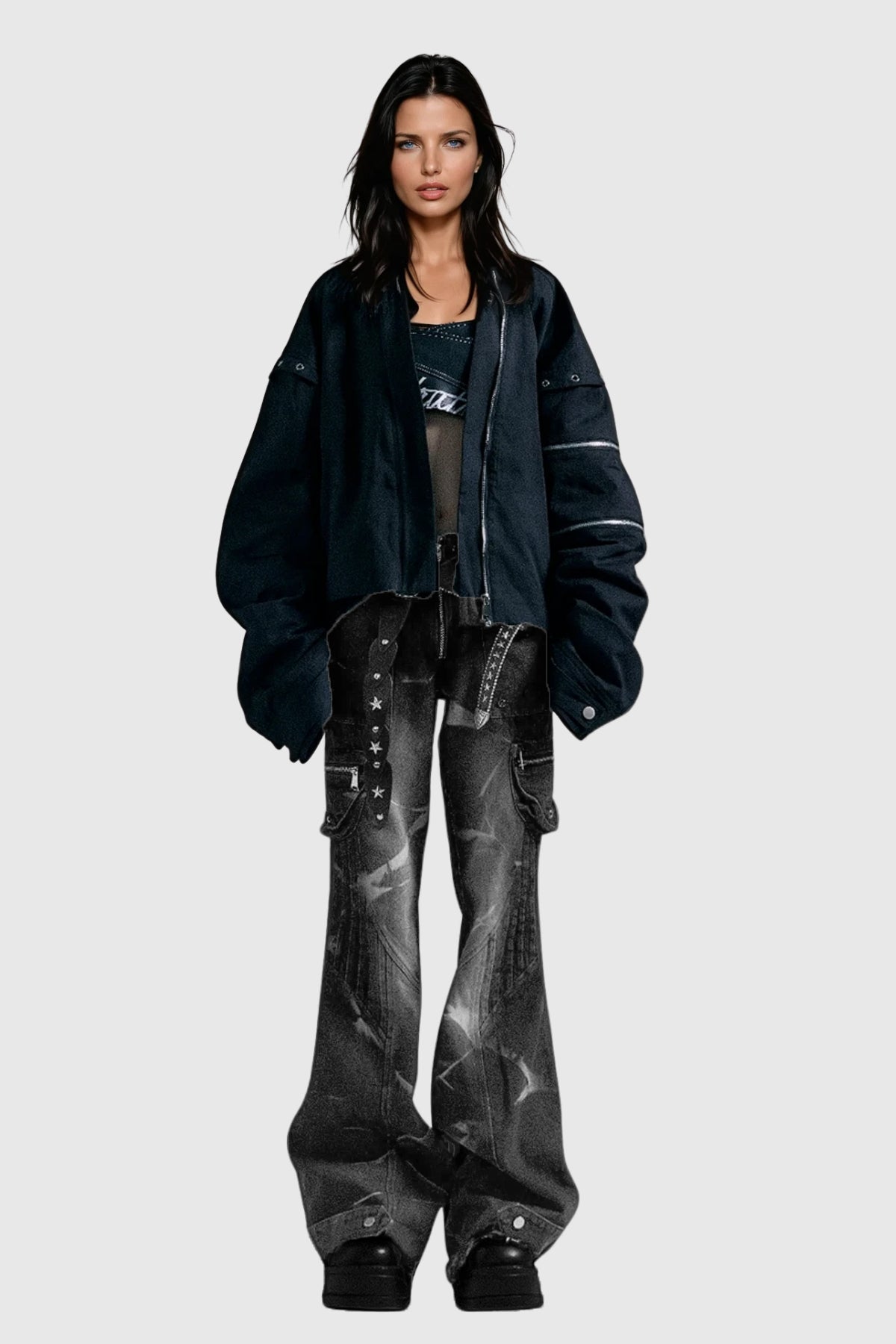 Brandee Baskılı ve İşleme Detaylı Bootcut Jean Pantolon