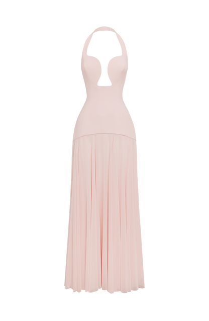 Cyrene Maxi Elbise - Pudra