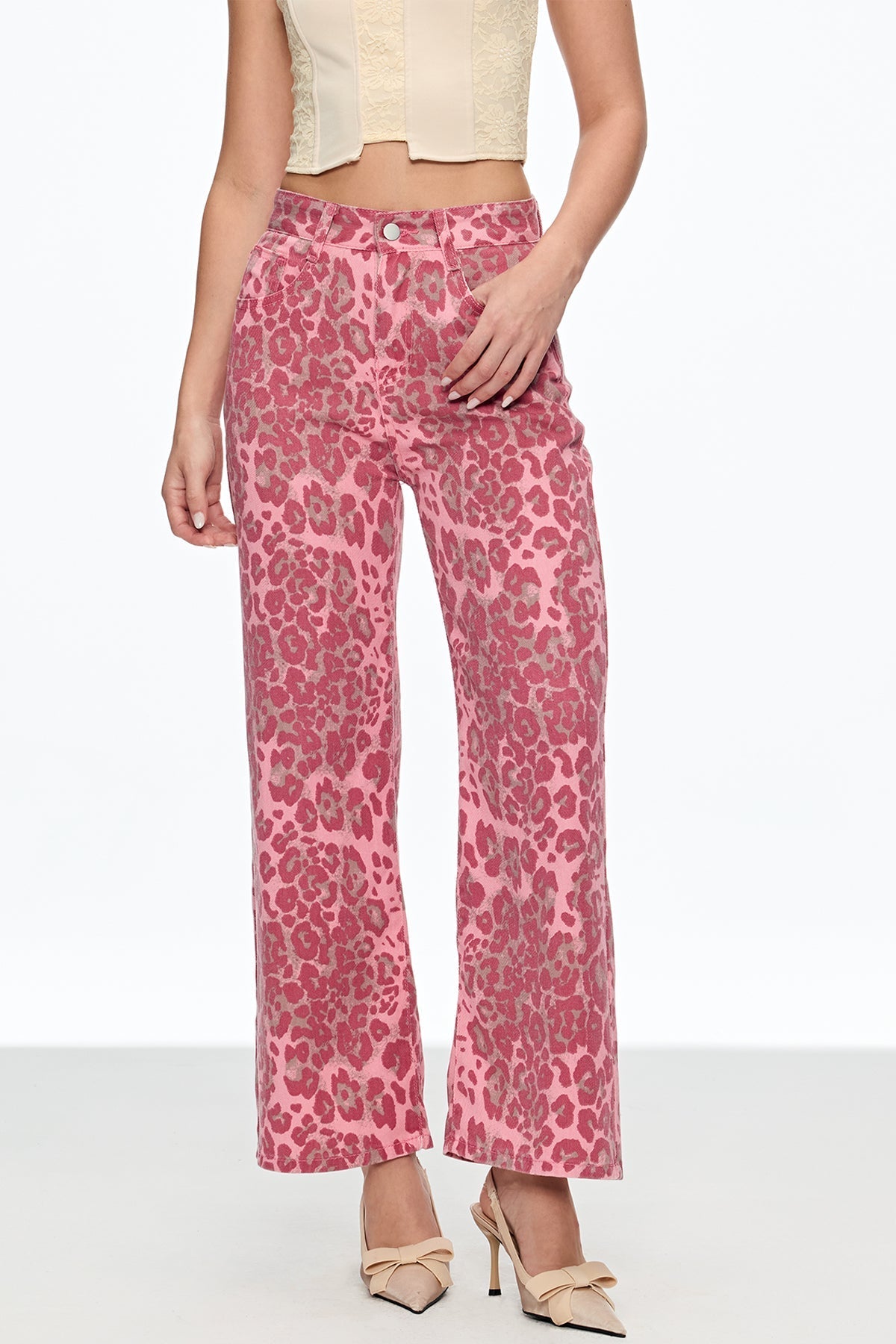 Cahal Leopar Desenli Jean Pantolon