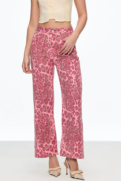 Cahal Leopar Desenli Jean Pantolon