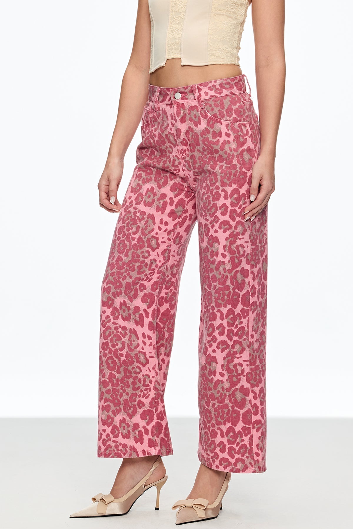 Cahal Leopar Desenli Jean Pantolon