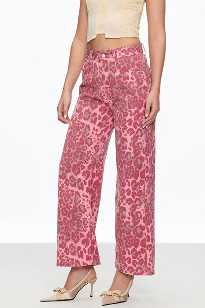 Cahal Leopar Desenli Jean Pantolon