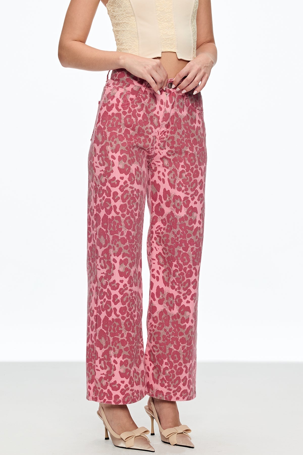 Cahal Leopar Desenli Jean Pantolon