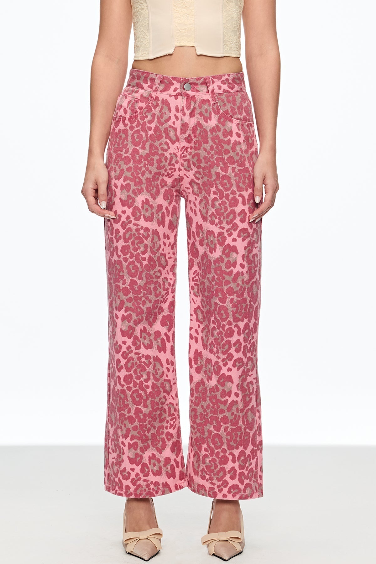 Cahal Leopar Desenli Jean Pantolon