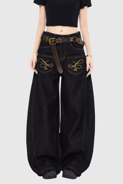 Callias Baskılı Baggy Jean Pantolon
