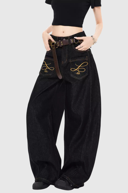 Callias Baskılı Baggy Jean Pantolon