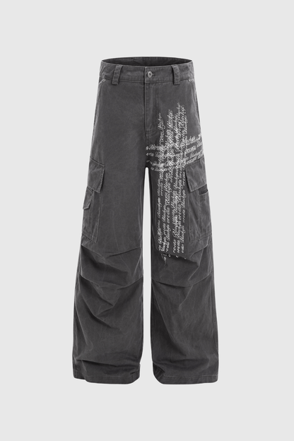 Cammie Baskılı Gri Jean Pantolon