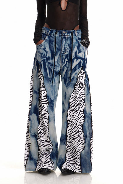 Caprina Batik Boyalı Dekonstrüksiyon Barrel Jean Pantolon