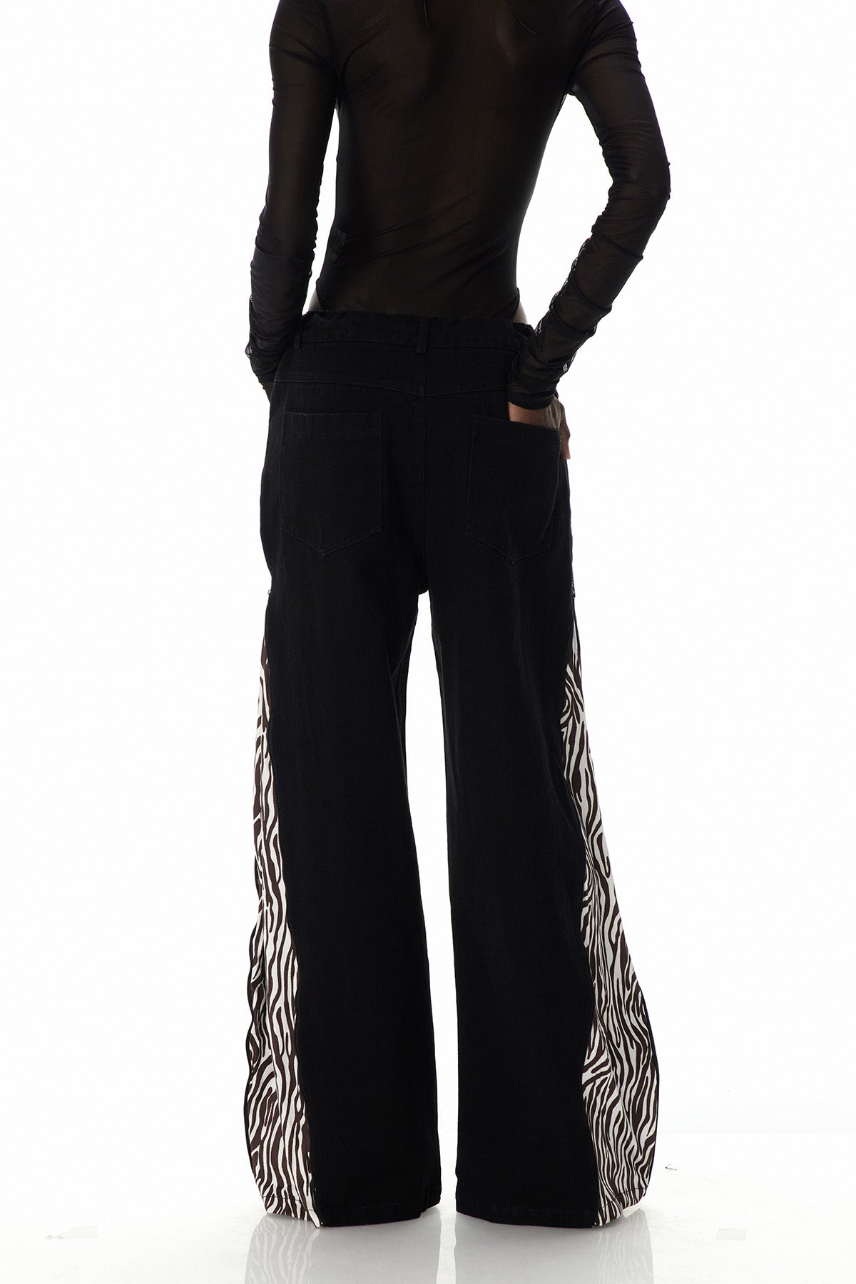 Caprina Zebra Desenli Fermuar Detaylı Jean Pantolon