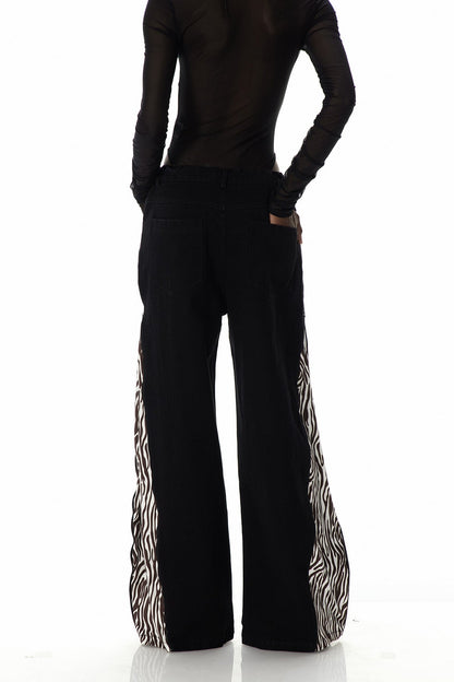 Caprina Zebra Desenli Fermuar Detaylı Jean Pantolon