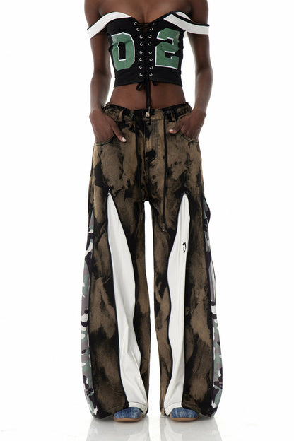 Caprina Fermuar ve Batik Desenli Jean Pantolon