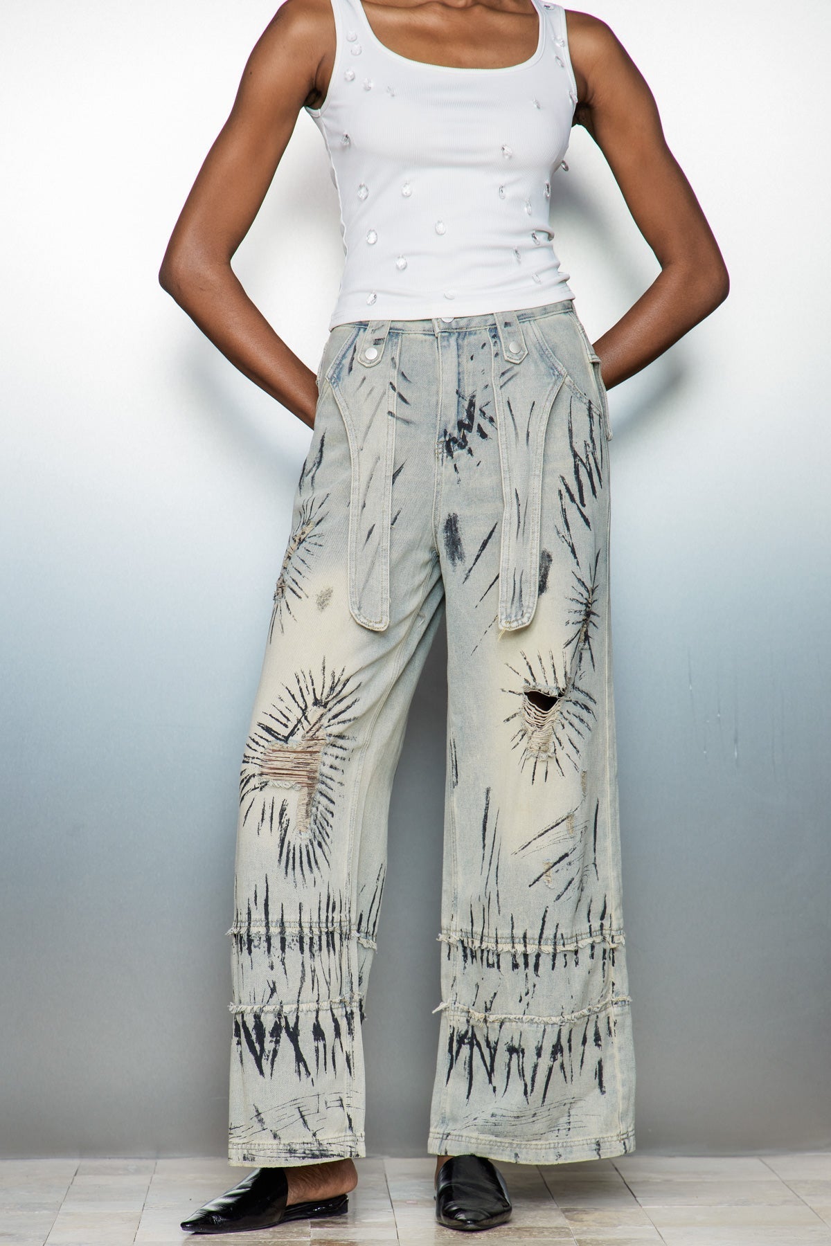Caryn Graffiti Barrel Jean Pantolon