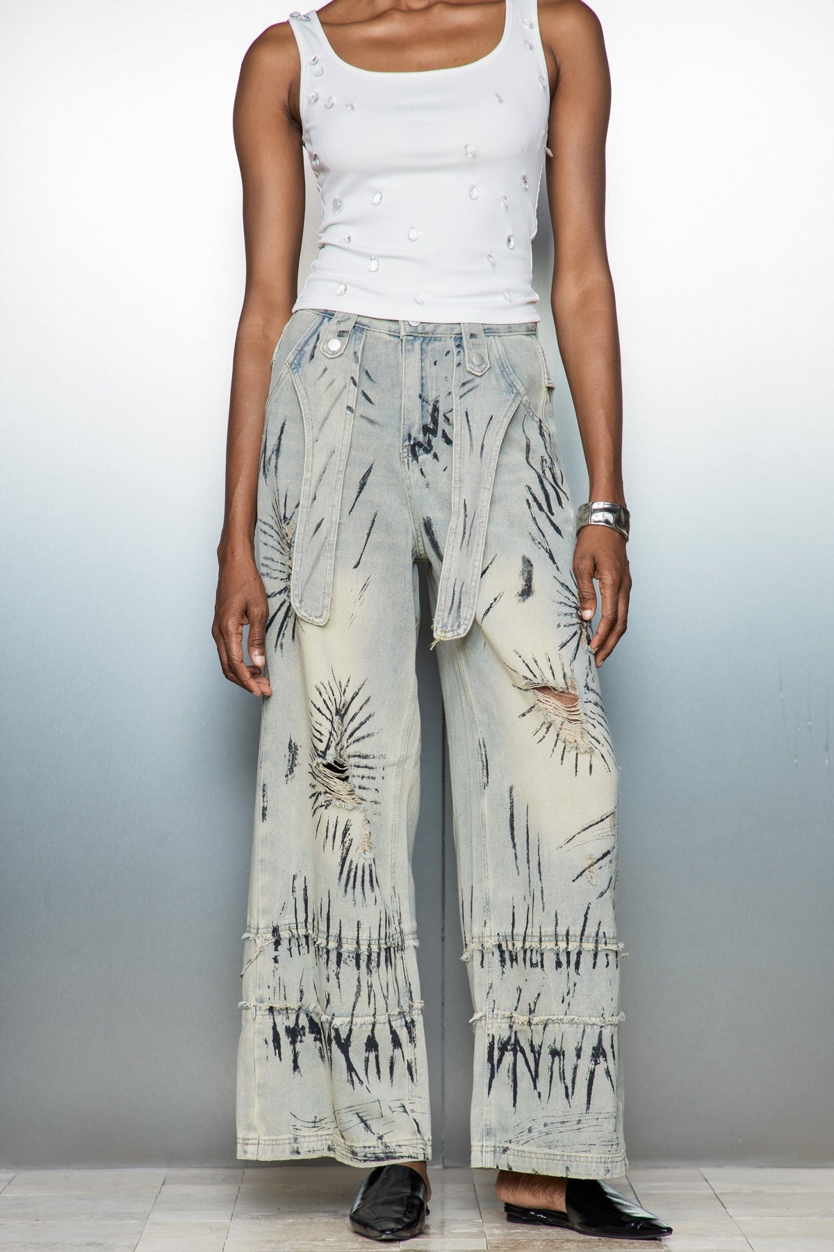 Caryn Graffiti Barrel Jean Pantolon