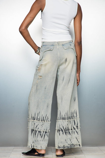 Caryn Graffiti Barrel Jean Pantolon