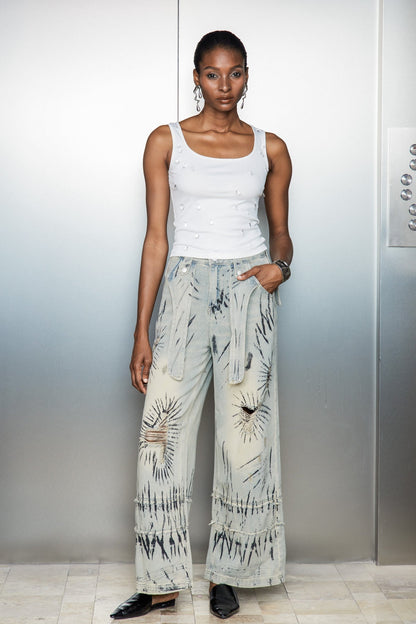 Caryn Graffiti Barrel Jean Pantolon