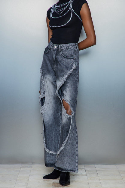 Cas Cutout Püsküllü Jean Pantolon