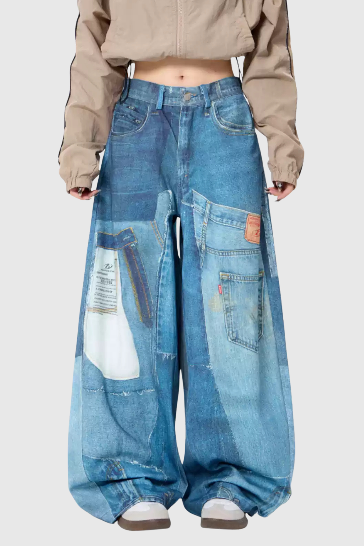 Chagatai Baskılı Baggy Jean Pantolon