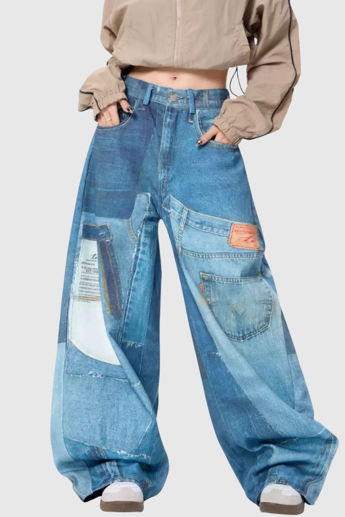 Chagatai Baskılı Baggy Jean Pantolon