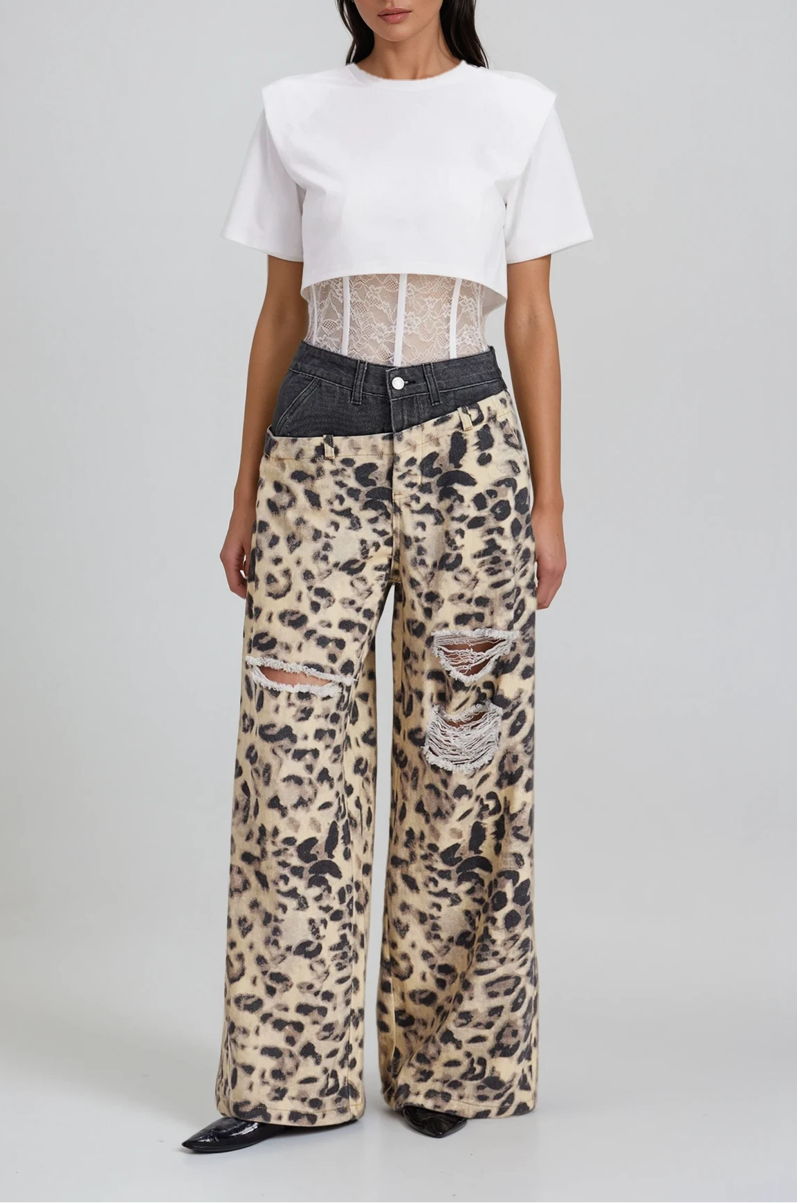 Chas Leopar Kesik Detaylı Jean Pantolon
