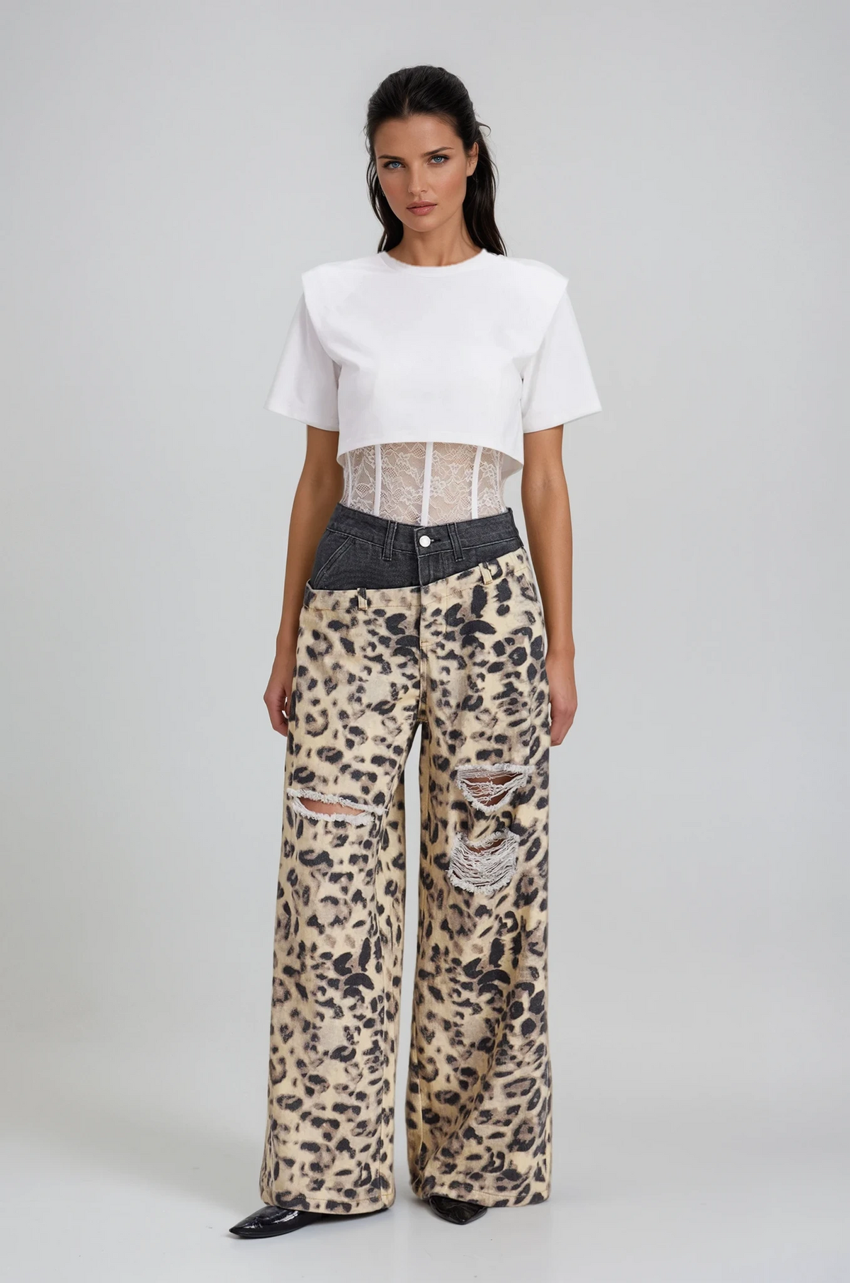 Chas Leopar Kesik Detaylı Jean Pantolon