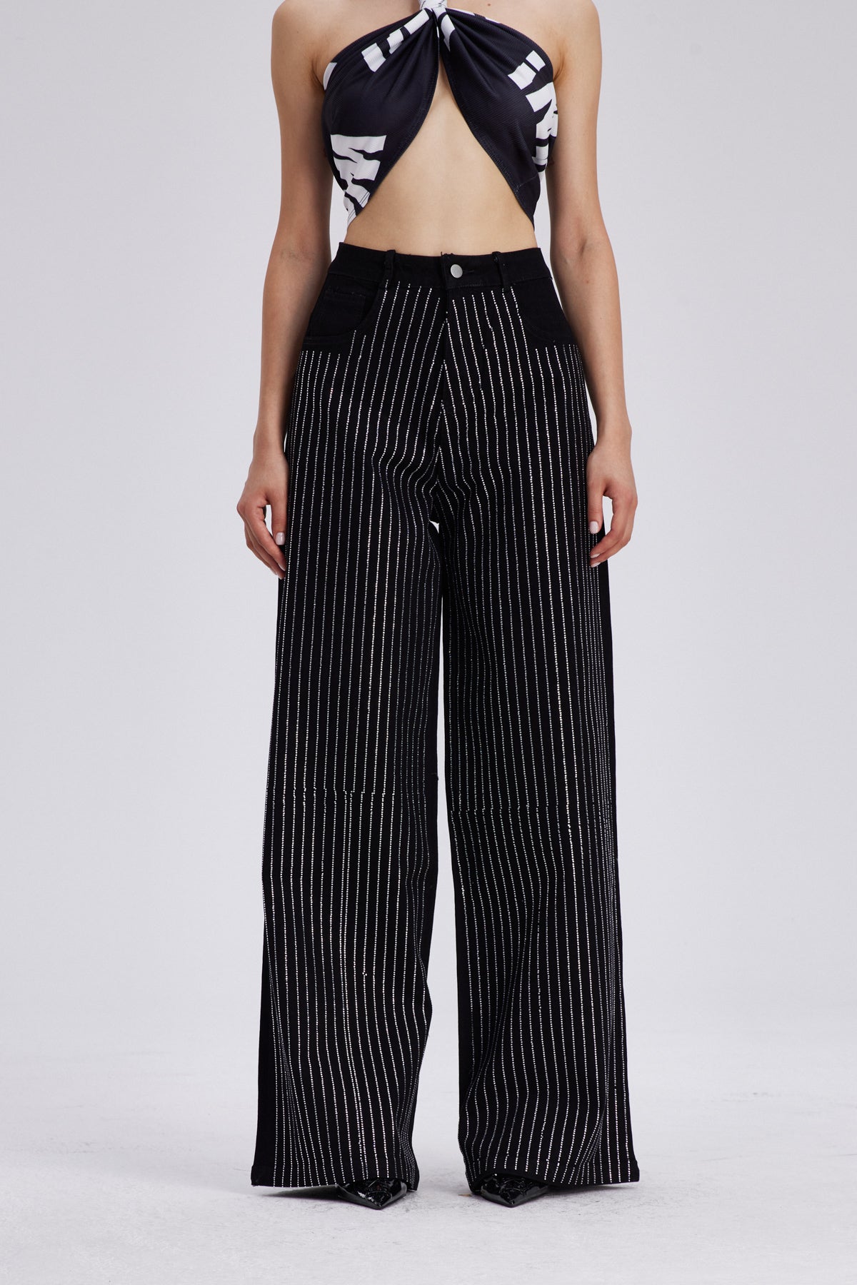 Chaz Çizgili Taşlı Jean Pantolon