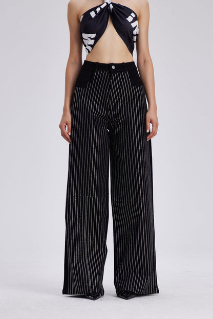 Chaz Çizgili Taşlı Jean Pantolon