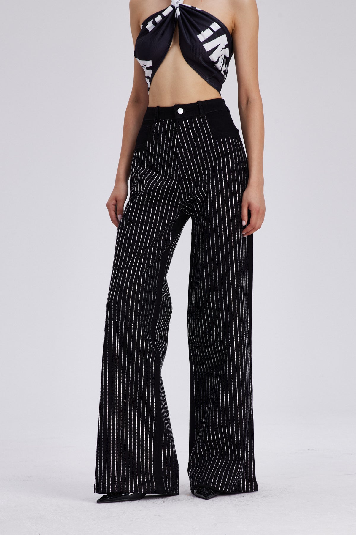 Chaz Çizgili Taşlı Jean Pantolon