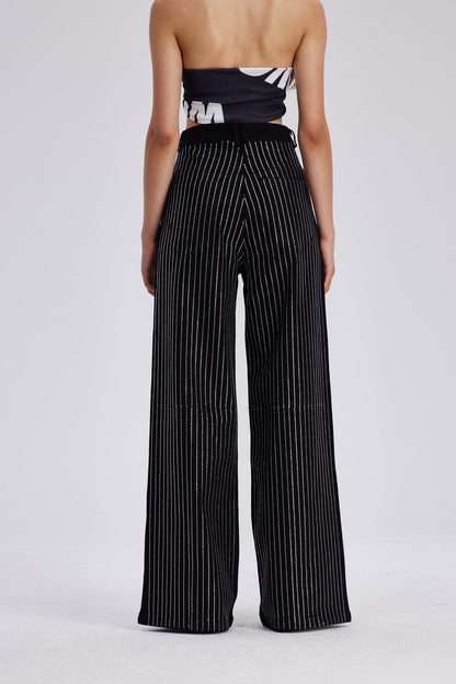Chaz Çizgili Taşlı Jean Pantolon