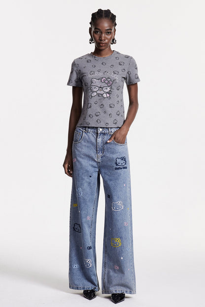 Cholpon Baskılı Jean Pantolon