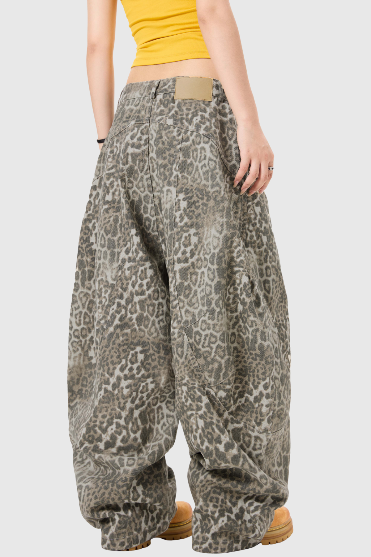 Citlali Leopar Desenli Baggy Jean Pantolon