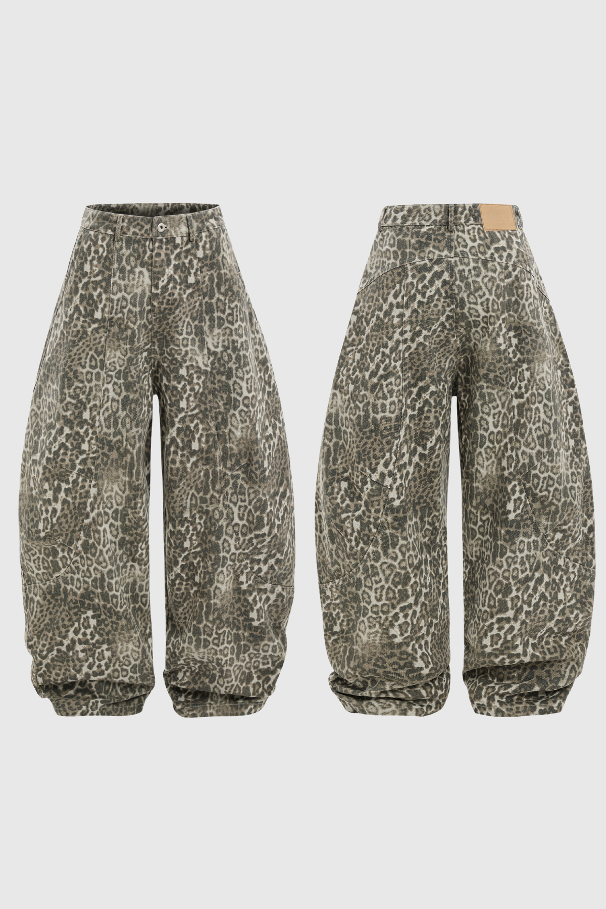 Citlali Leopar Desenli Baggy Jean Pantolon