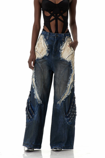 Courteney Püskül Detaylı Jean Pantolon