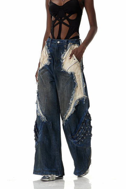Courteney Püskül Detaylı Jean Pantolon