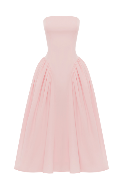 Darla Midi Elbise - Pudra