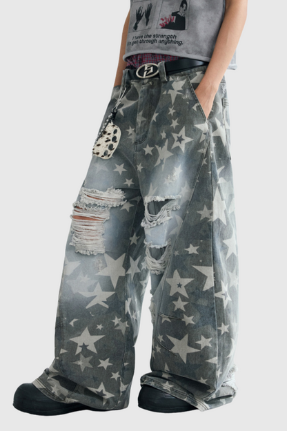 Daffodil Yıldız ve Yırtık Detaylı Baggy Jean Pantolon