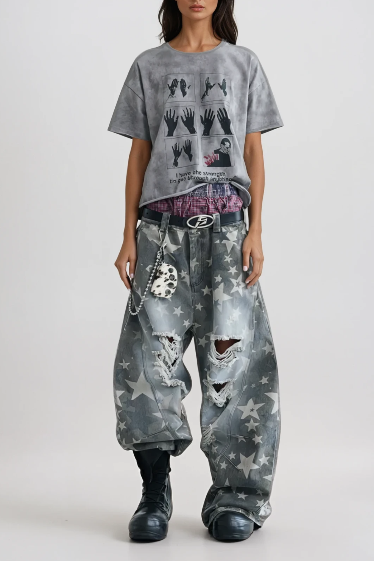 Daffodil Yıldız ve Yırtık Detaylı Baggy Jean Pantolon