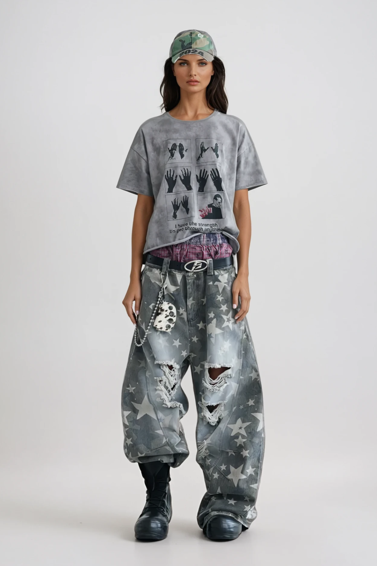 Daffodil Yıldız ve Yırtık Detaylı Baggy Jean Pantolon