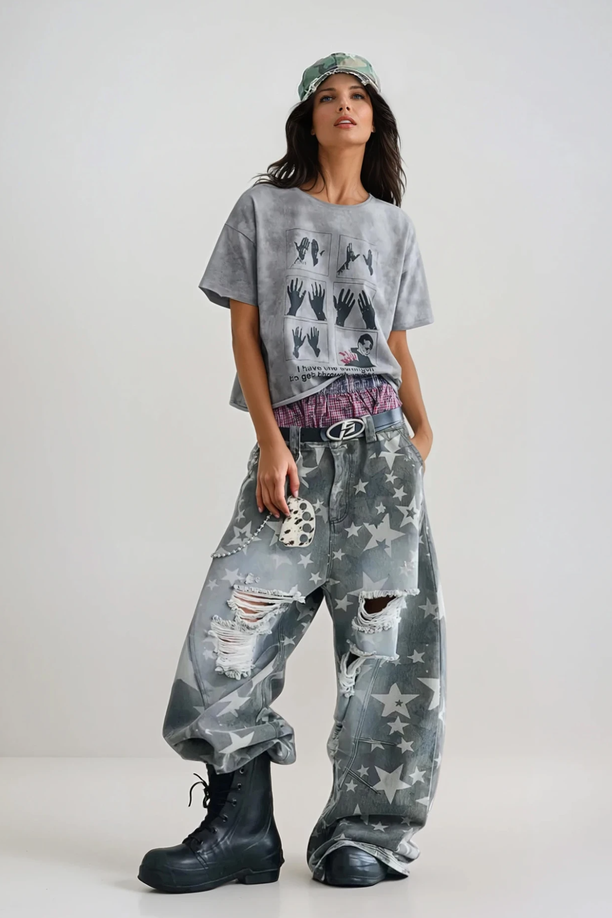 Daffodil Yıldız ve Yırtık Detaylı Baggy Jean Pantolon