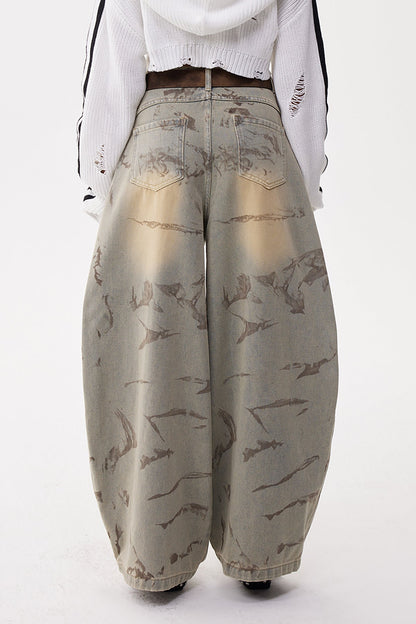 Dat Baskılı Baggy Jean Pantolon