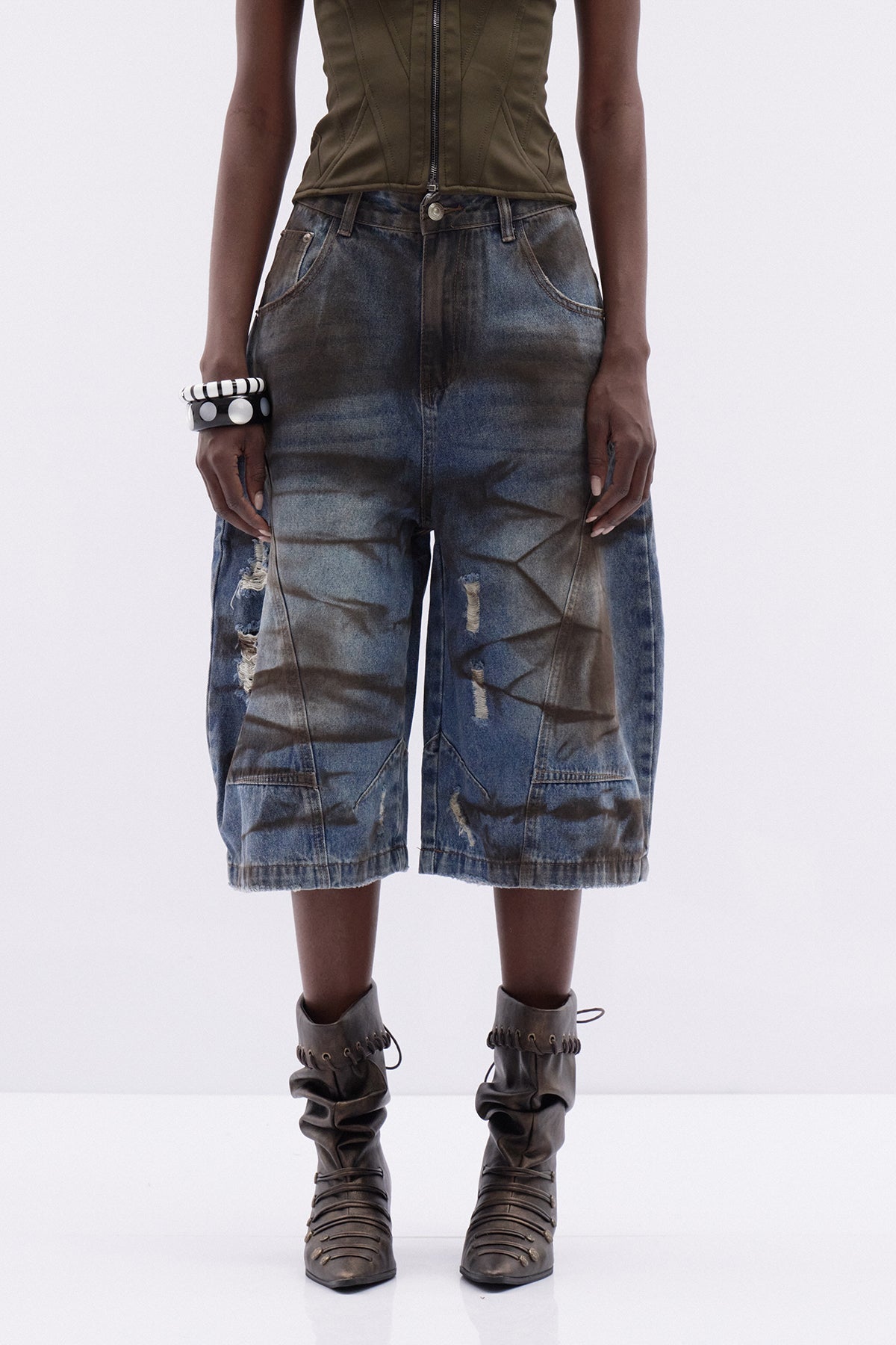 Dat Batik Desenli Kapri Jean Pantolon