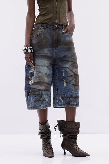 Dat Batik Desenli Kapri Jean Pantolon