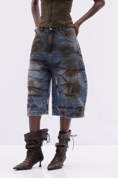 Dat Batik Desenli Kapri Jean Pantolon