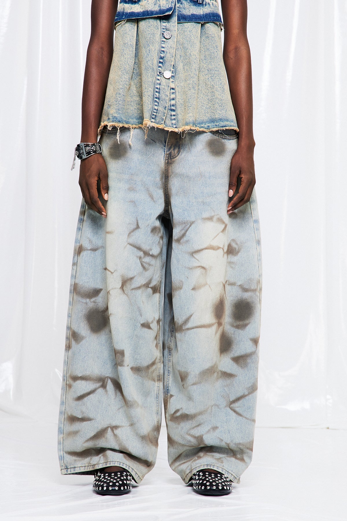 Dat Batik Desenli Barrel Jean Pantolon