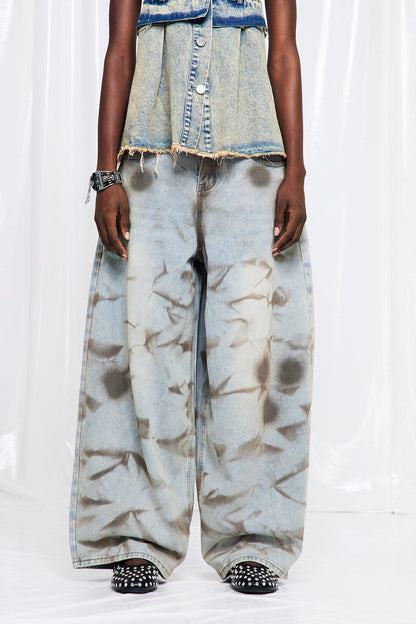 Dat Batik Desenli Barrel Jean Pantolon