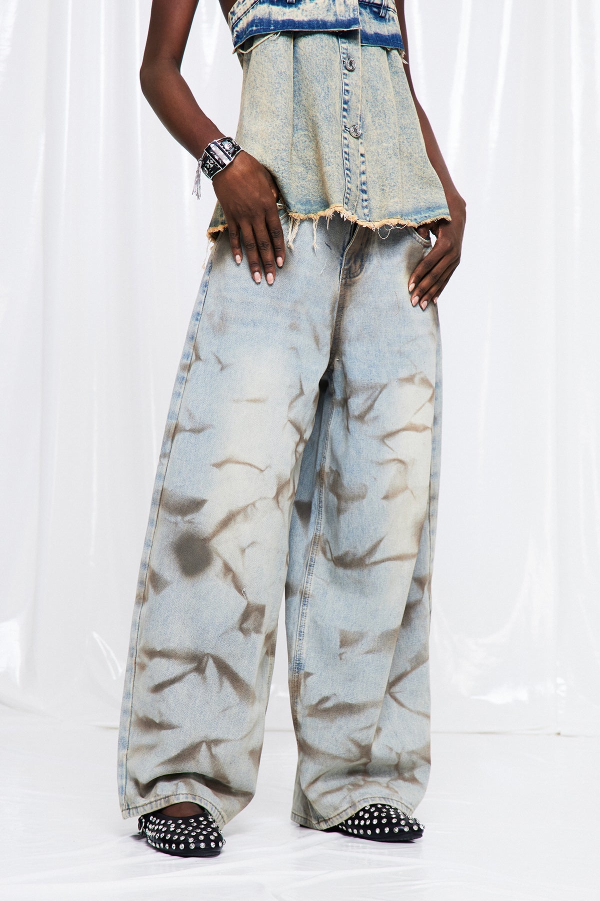 Dat Batik Desenli Barrel Jean Pantolon