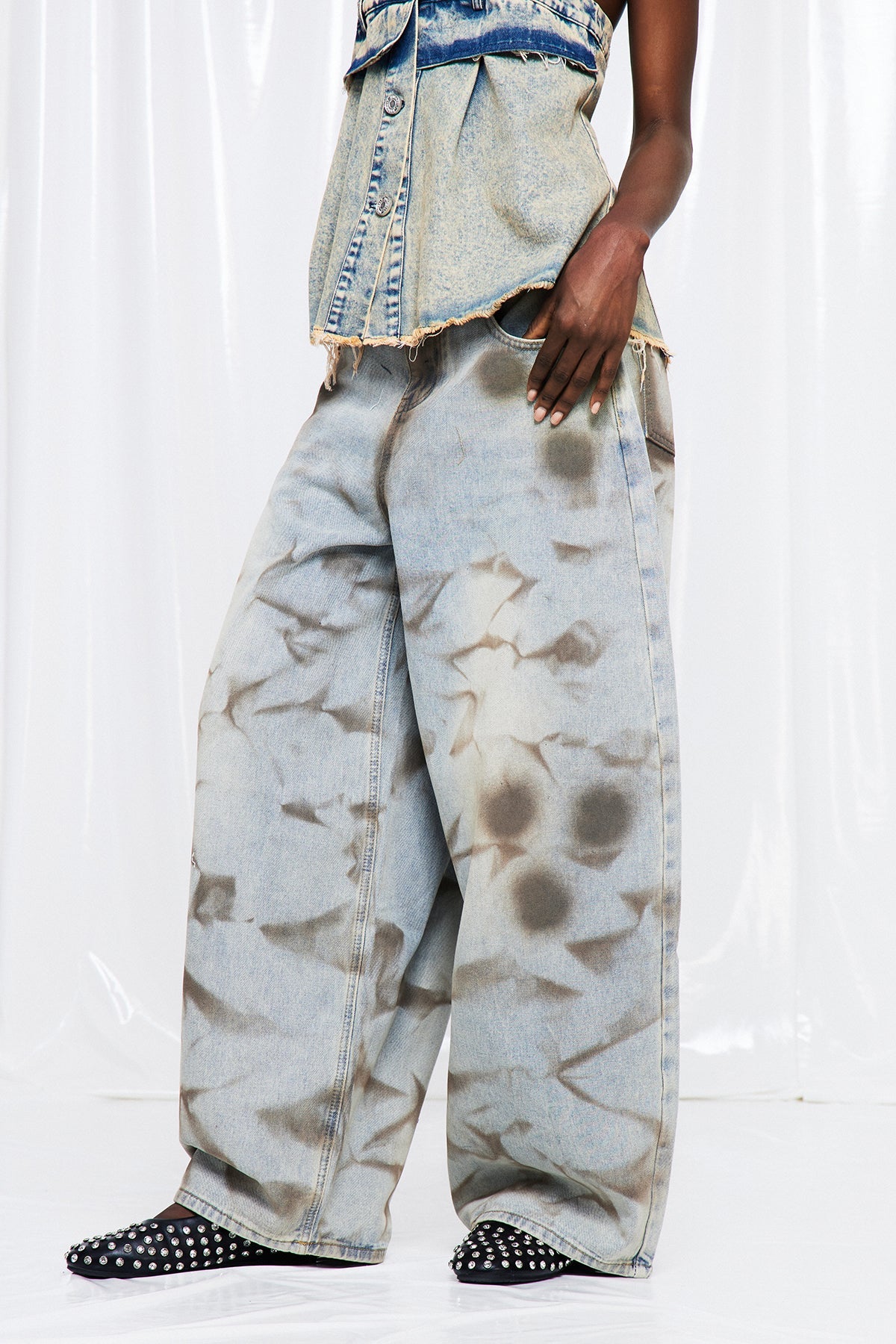 Dat Batik Desenli Barrel Jean Pantolon