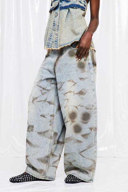 Dat Batik Desenli Barrel Jean Pantolon