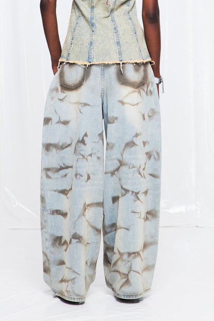 Dat Batik Desenli Barrel Jean Pantolon