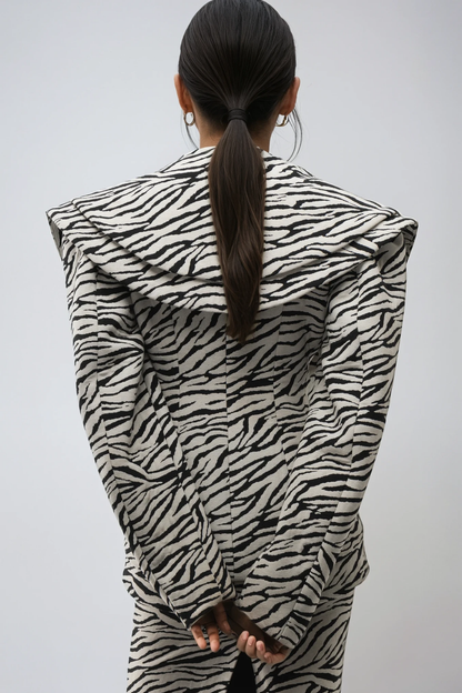 Dileep Zebra Desenli Derin Dekolte Ceket
